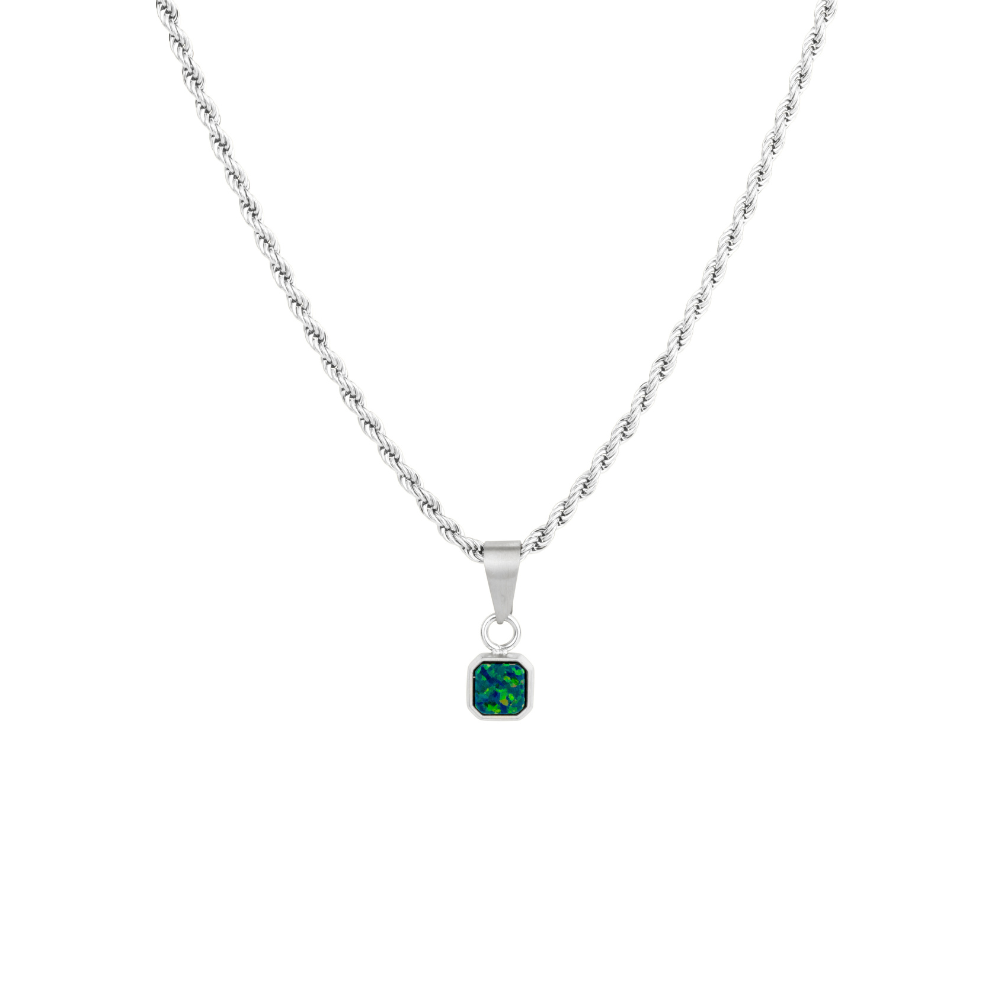 Mini Opal Pendant | Green Opal Necklace For Men - By Twistedpendant