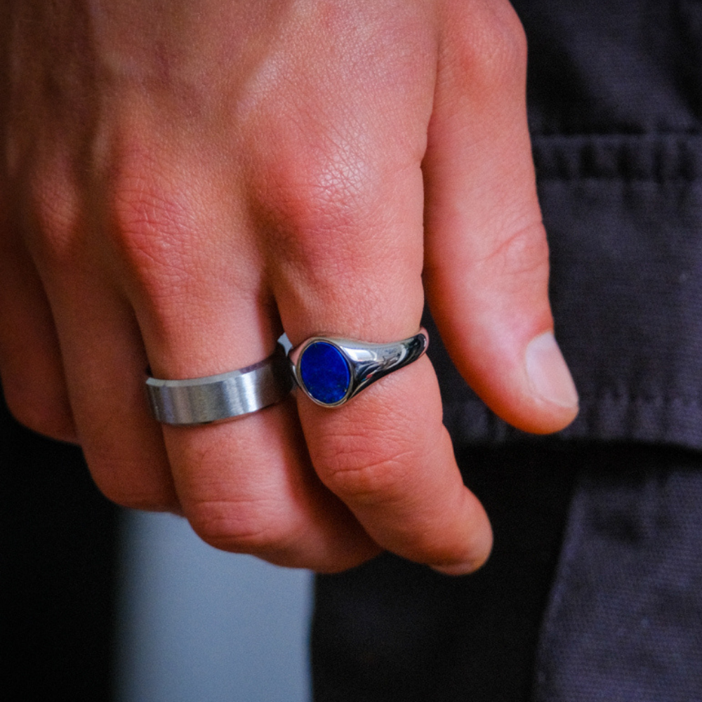 Silver Lapis Lazuli Signet Ring For Men - Top-Quality Choice | By Twistedpendant