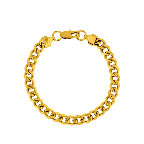 Men's Gold Cuban Thick Bracelet (8MM) - Mens Gold Bracelet Chain | Twistedpendant
