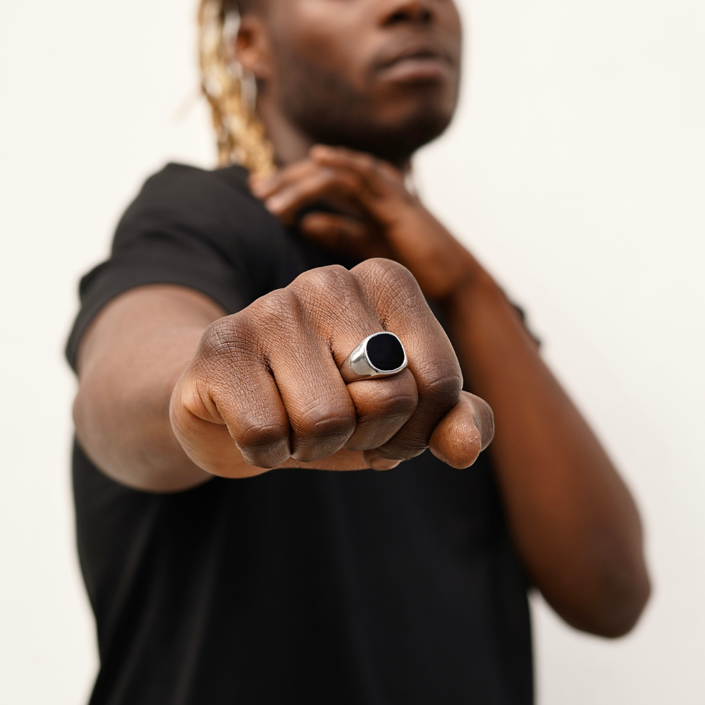Large Black Onyx Signet - Gold