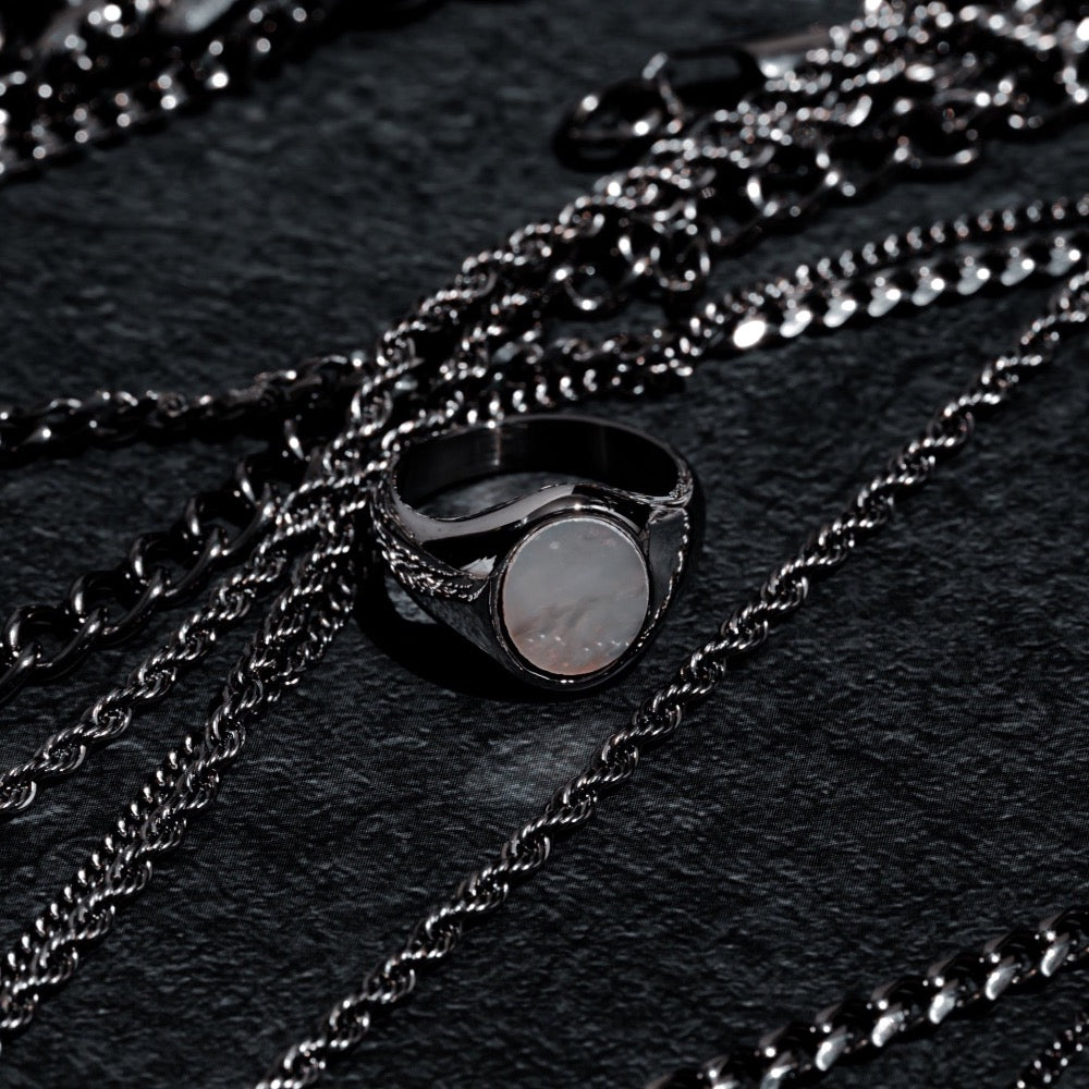 Pearl Signet Ring Men - Mens Silver Signet Rings - By Twistedpendant
