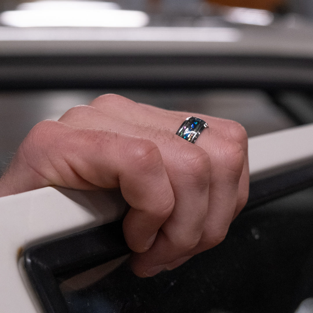 Silver Opal Band ring | Mens Silver Rings | Twistedpendant