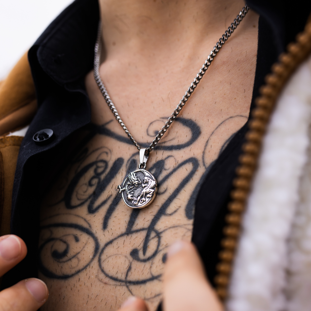 Mens Dragon Tiger Pendant Silver | Mens Necklaces | Twistedpendant