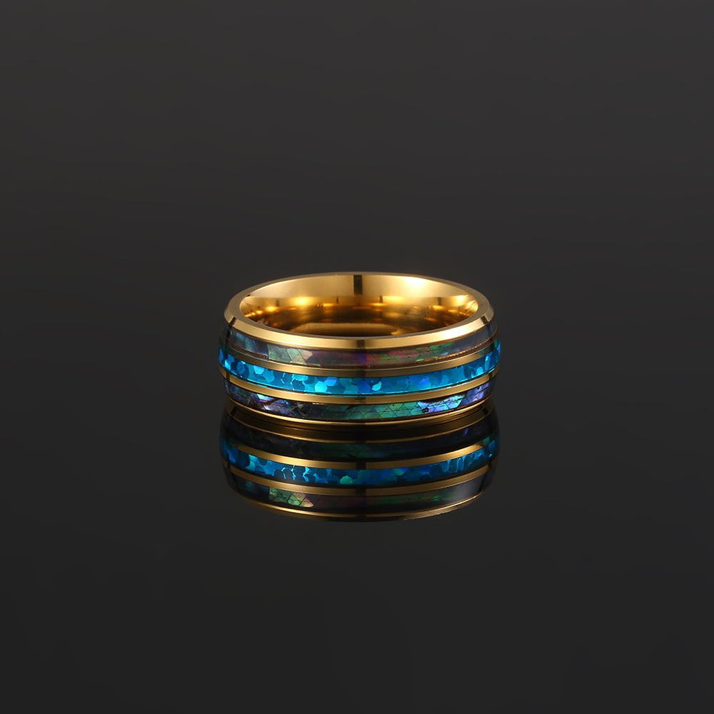 Silver Fire Opal Band Ring - Mens Silver Band Rings - By Twistedpendant