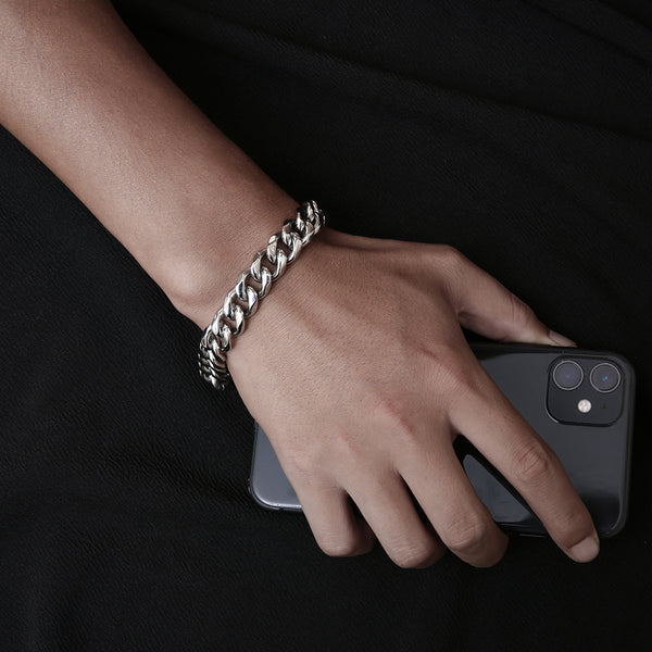 Men's Silver Thick Bracelet (13MM) - Heavy Silver Bracelet | Twistedpendant