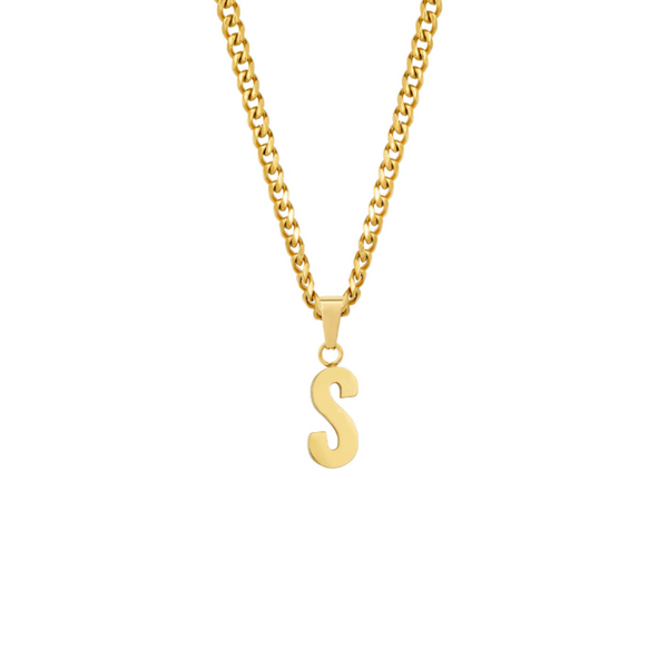 18K Gold Initial Letter Necklace - Personalised Initial Necklace for Men - By Twistedpendant