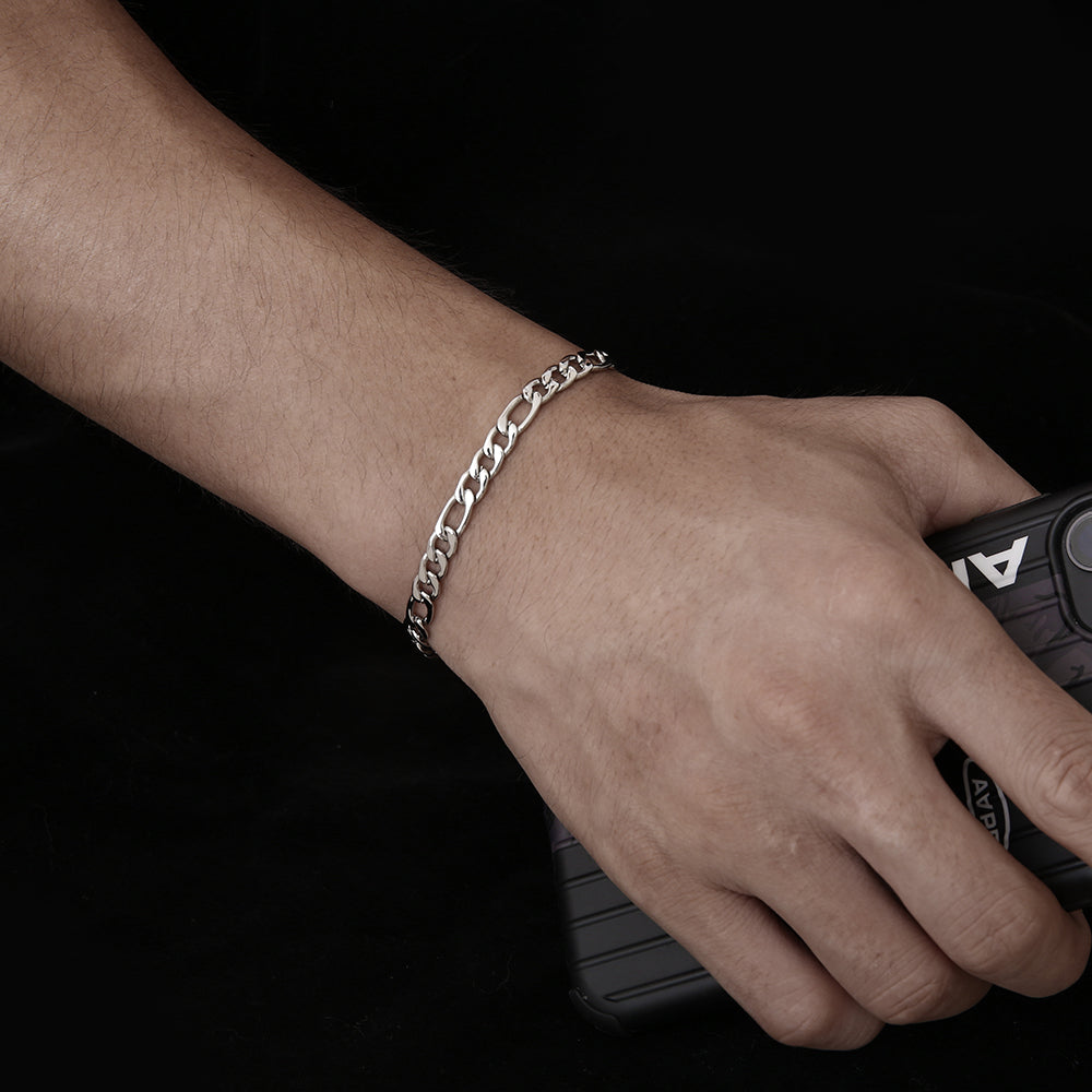 Men's Silver Figaro Bracelet (5MM) - Mens Bracelets | Twistedpendant