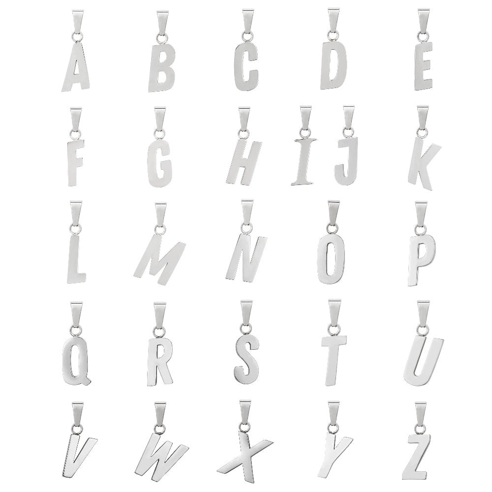 Silver Initial Letter Necklace - Personalised Initial Necklace for Men - By Twistedpendant