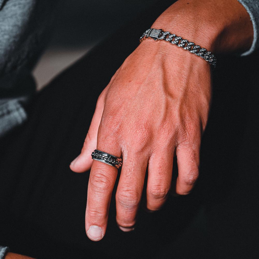 Mens Spinner Ring - Silver | Twistedpendant