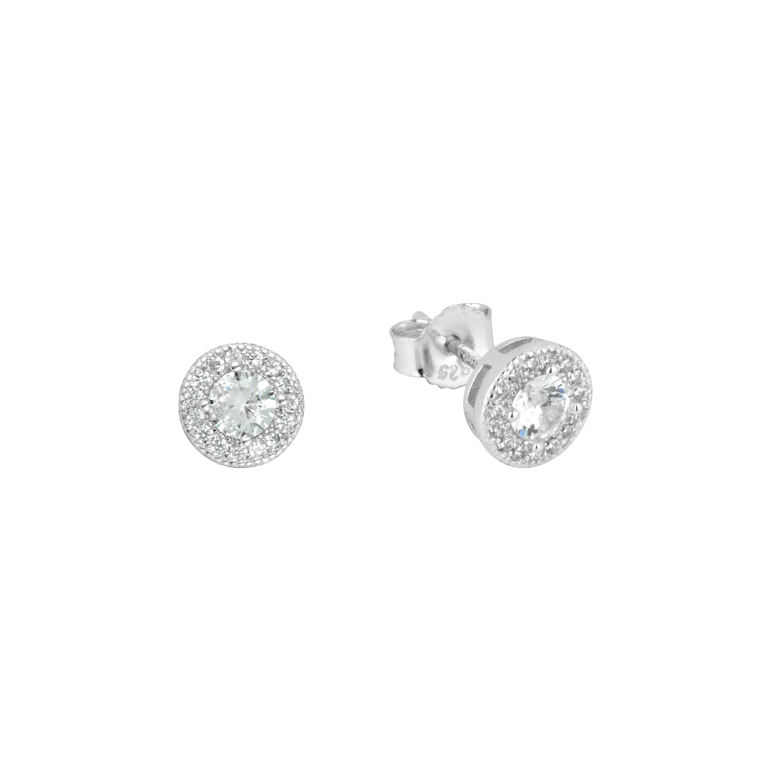 Silver Round Diamond Stud Earrings - Mens Earrings | By Twistedpendant
