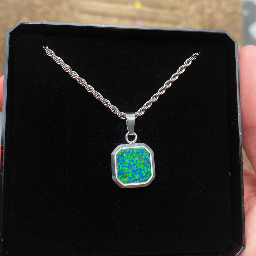Mens opal best sale pendant