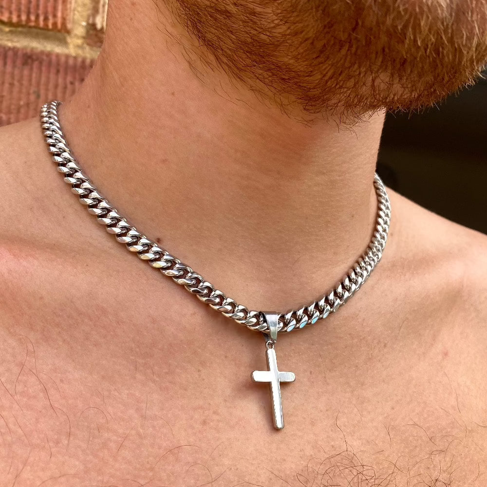 Thick Silver Cross Choker Chain - Cross Choker Chain By Twistedpendant