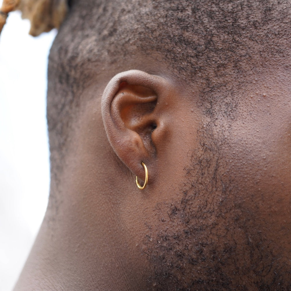 Large 18K Gold Hoop Earrings | Mens Gold Earrings - Twistedpendant