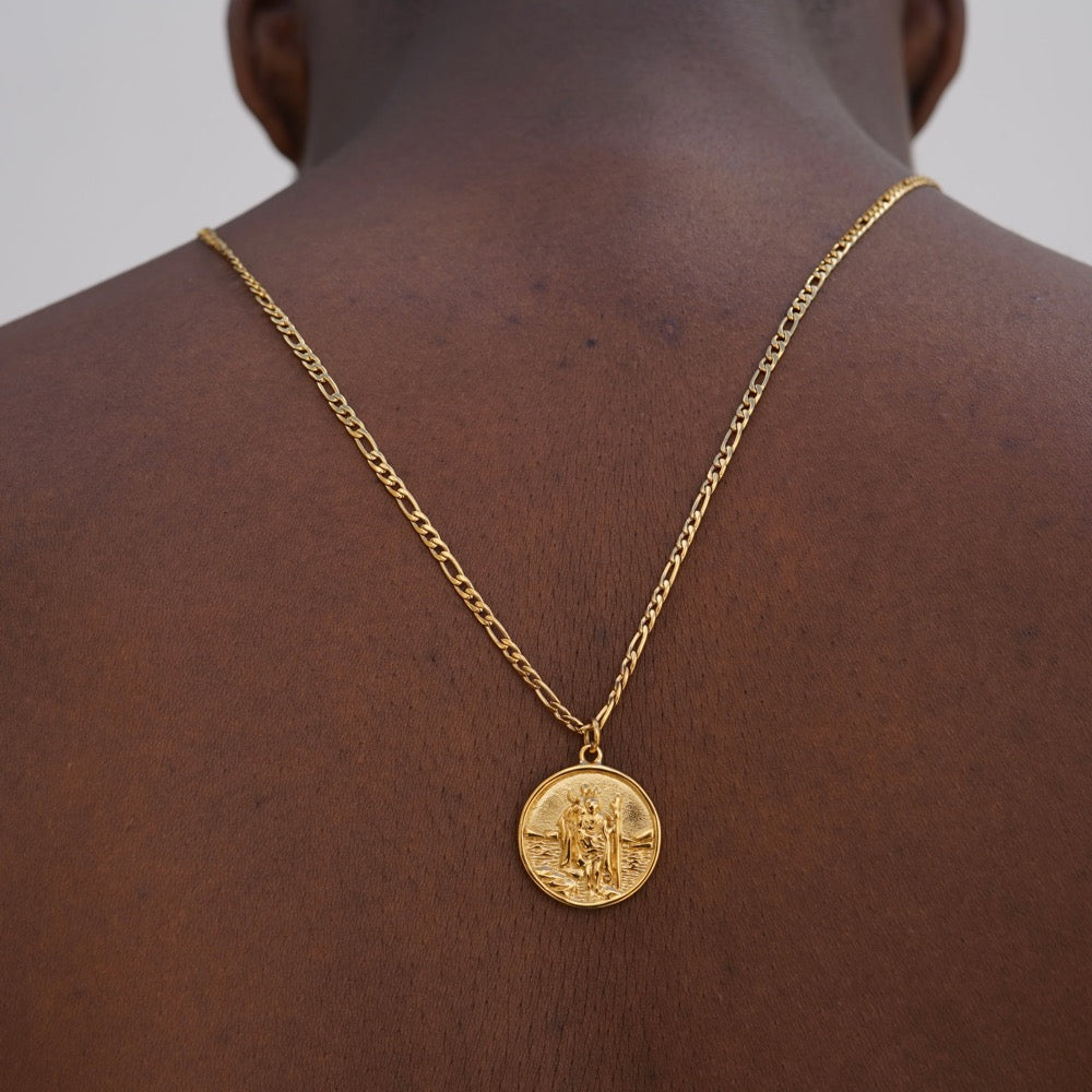 Mens Gold St Christopher Necklace - Mens Gold Necklace | Twistedpendant