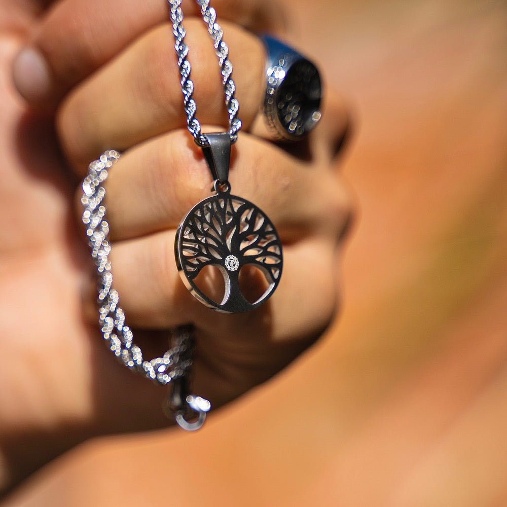 Men's Silver Tree Of Life Pendant - Men's Silver Necklace | Twistedpendant