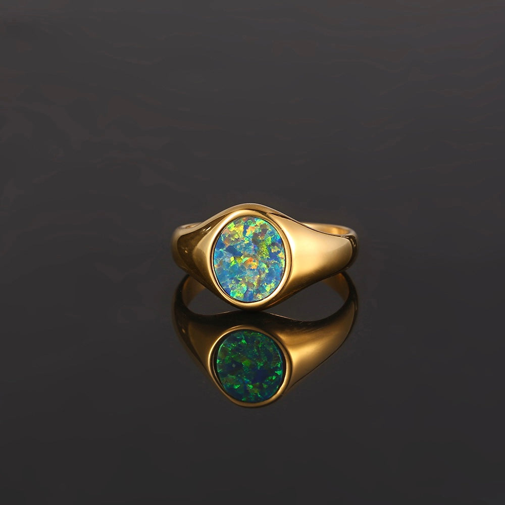 Opal Signet Ring For Men - Mens Gold Signet Rings - By Twistedpendant