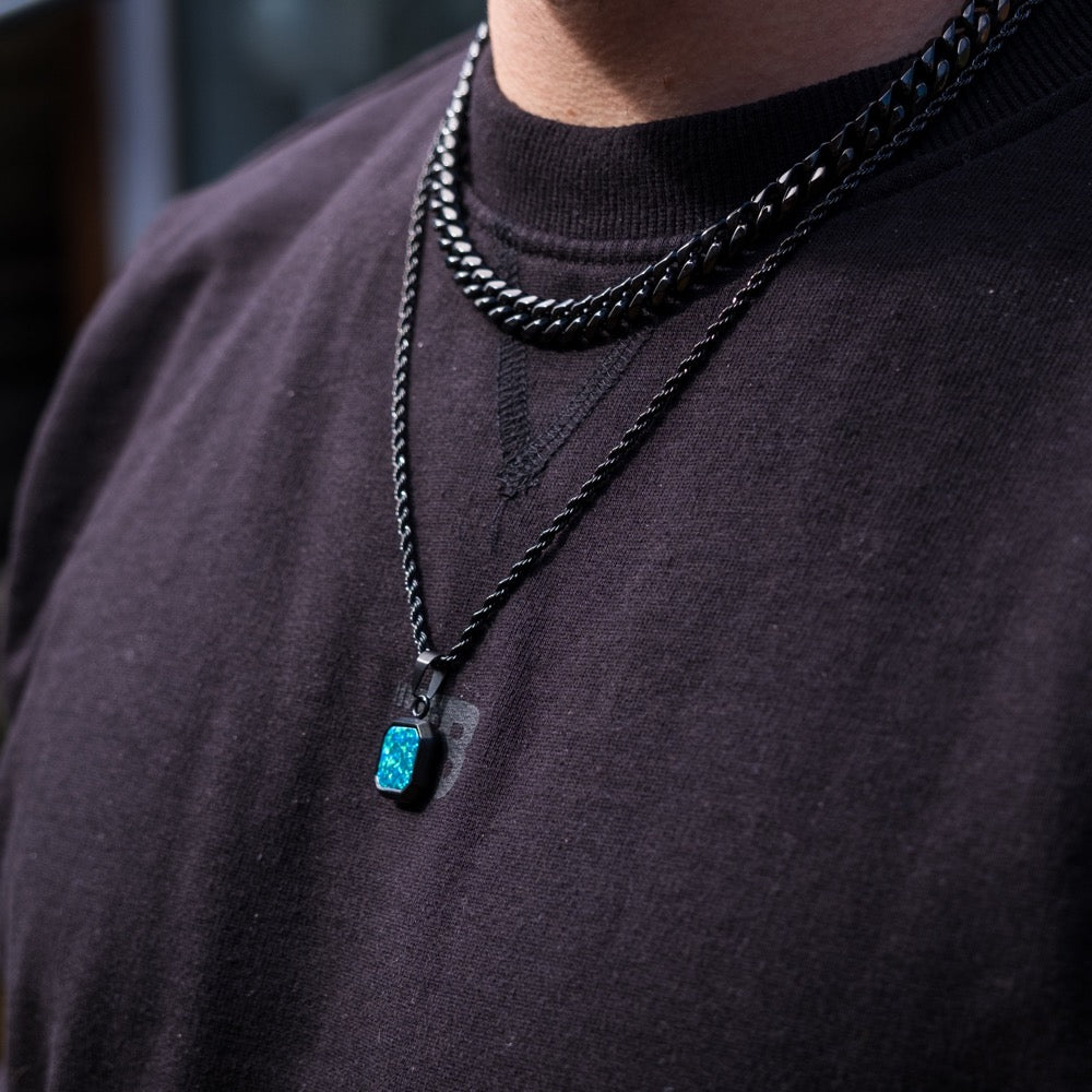Men's Thick Black Cuban Chain Necklace (8MM) | Twistedpendant