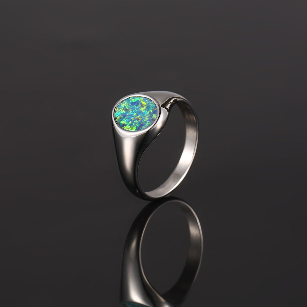 Silver Opal Signet Ring - Mens Rings | By Twistedpendant