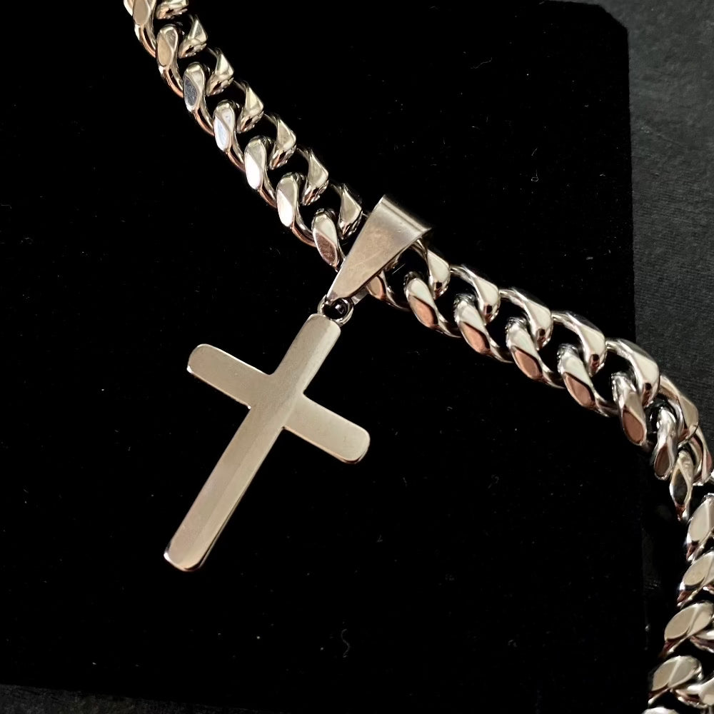 Thick Silver Cross Choker Chain - Cross Choker Chain By Twistedpendant
