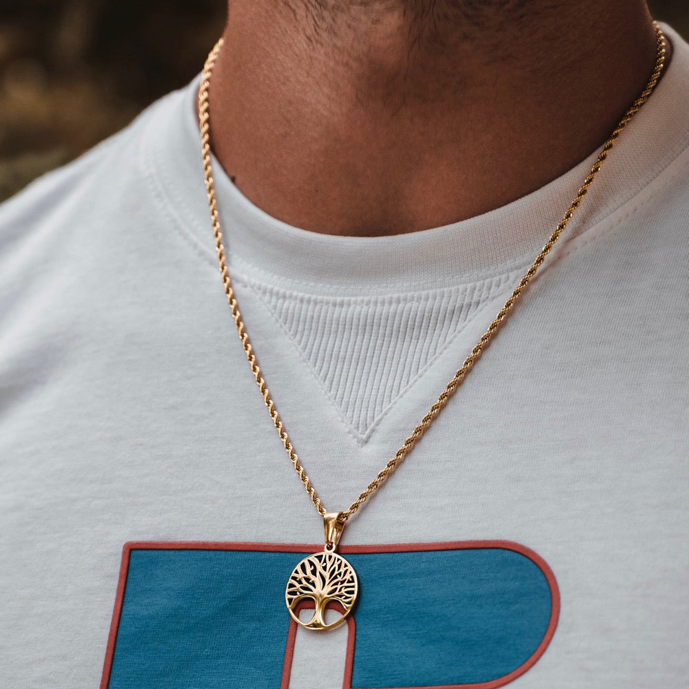 Men's Gold Tree Of Life Pendant - Men's Gold Necklace | Twistedpendant