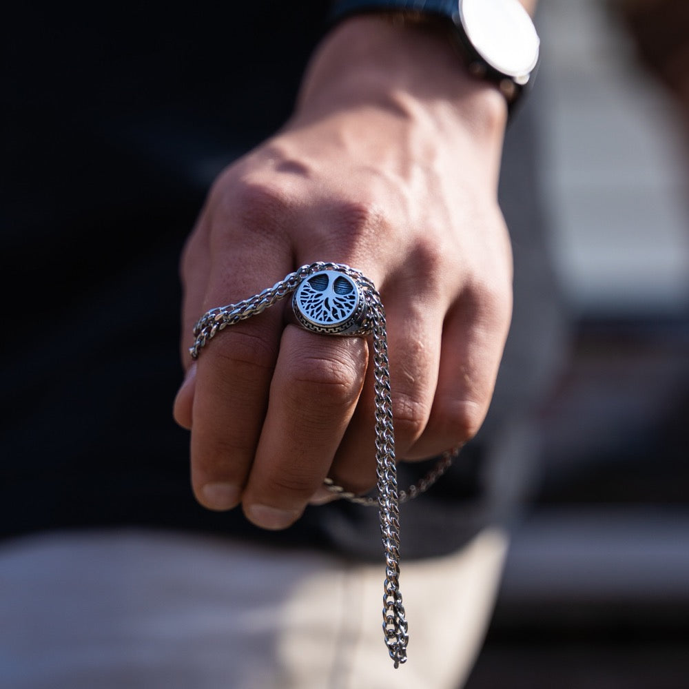 Large Silver Tree Of Life Signet Ring - Mens Signet Ring By Twistedpendant