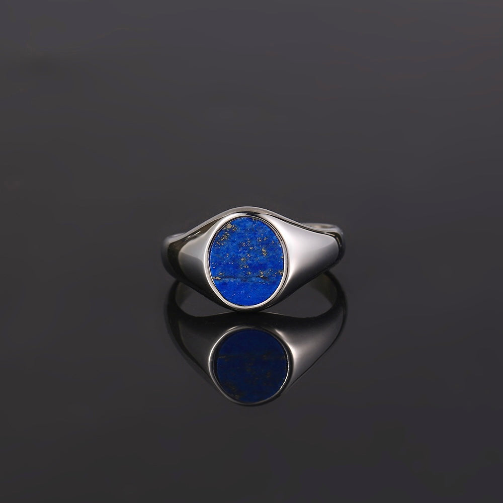 Silver Lapis Lazuli Signet Ring For Men - Top-Quality Choice | By Twistedpendant