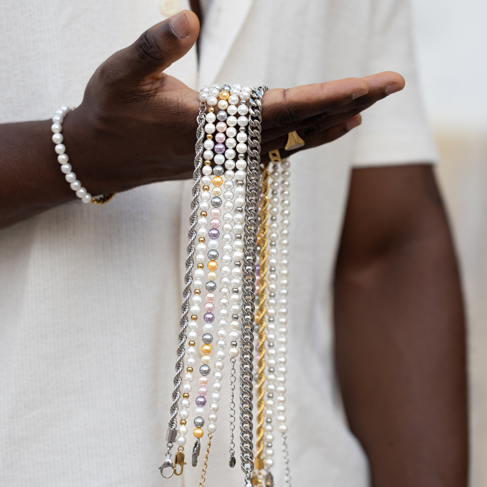 Mens Pearl Necklace & Bracelets - Pearls for Men - By Twistedpendant