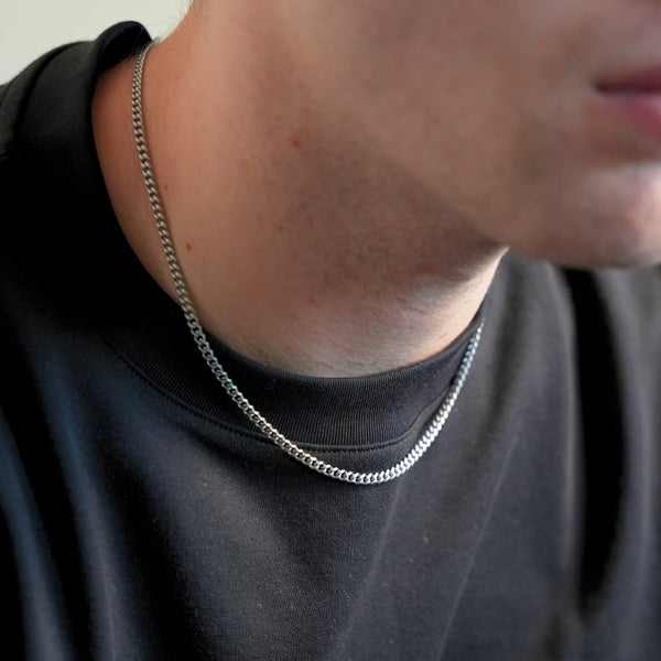 Silver MATTE Cuban Chain (3MM) - Mens Necklace Chains | Twistedpendant