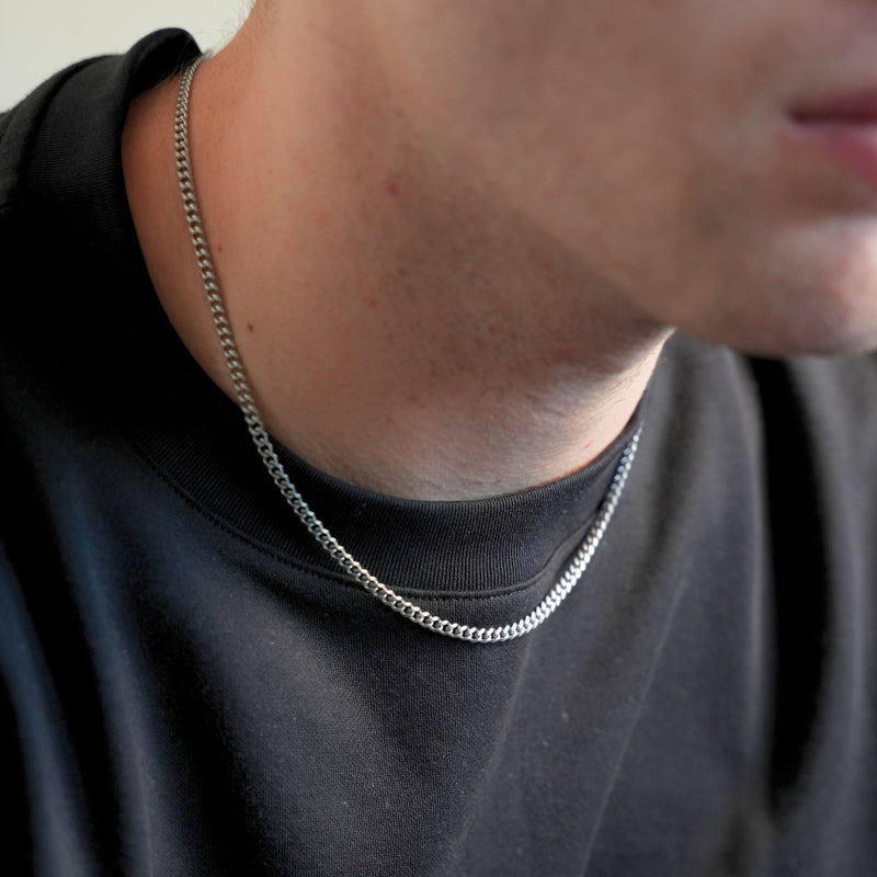 Silver MATTE Cuban Chain (3MM) - Mens Necklace Chains | Twistedpendant