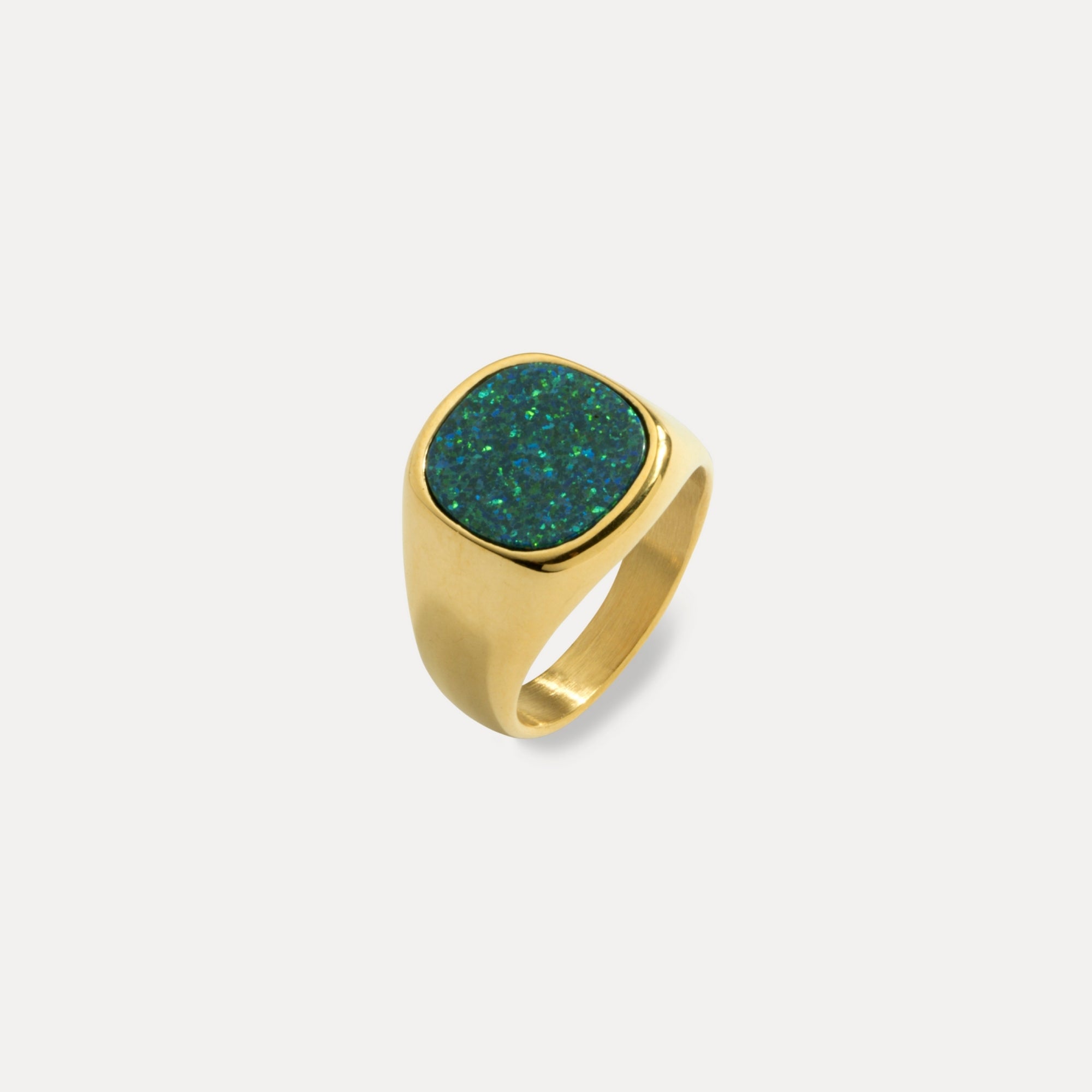 Large Opal Signet Ring - Gold