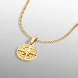 Mini Gold Compass Pendant Necklace - Men's Gold Necklace | Twistedpendant