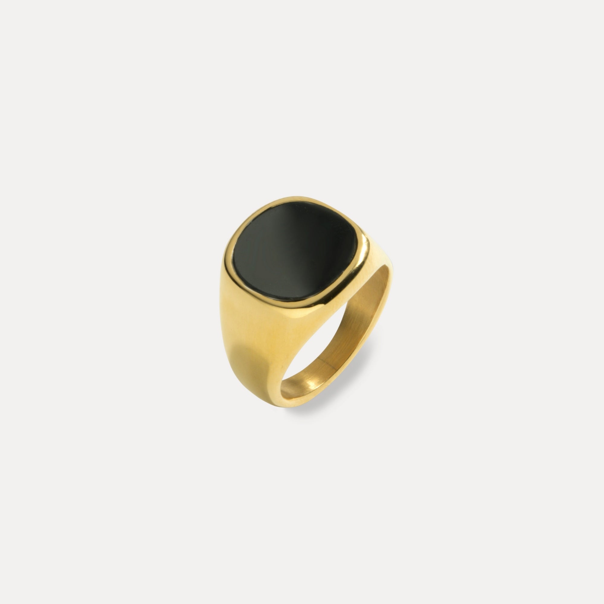 Large Gold Signet Ring, Black Onyx Ring - Mens Ring | By Twistedpendant