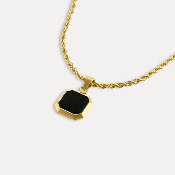 Black & Gold Onyx Pendant Necklace For Men | Twistedpendant