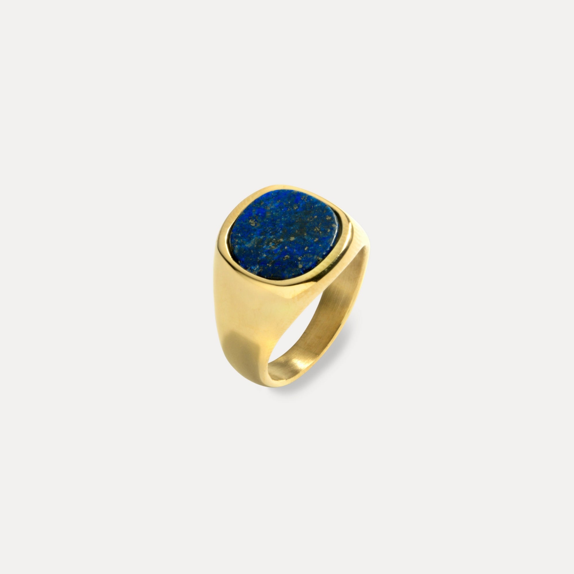 Large Blue Lapis Lazuli Signet Ring - Gold