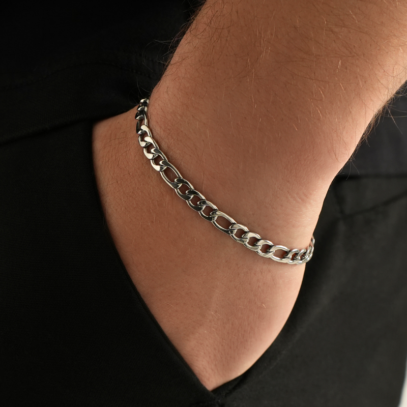 Mens silver 2025 figaro bracelet
