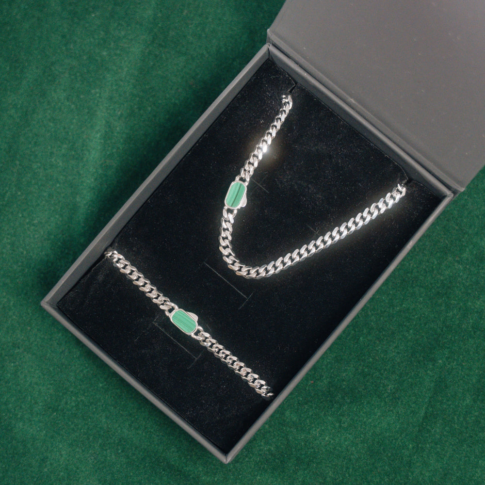 Malachite Cuban Chain (5MM) - Silver