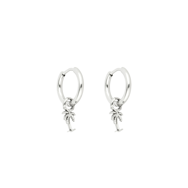 Silver Palm Tree Dangle Earring - Men's Silver Earring By Twistedpendant