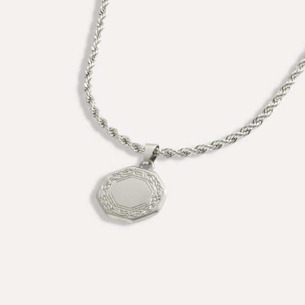 Men's Silver Octagon Pendant - Men's Small Necklace | Twistedpendant