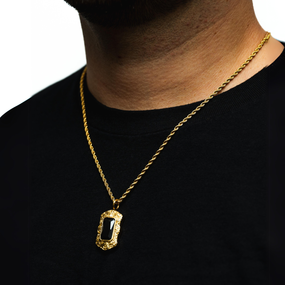 Black & Gold Diamond Pendant Necklace For Men By Twistedpendant
