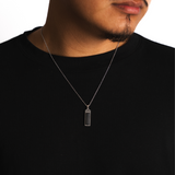 Onyx Verge Pendant - Mens Silver Pendant Necklace - By Twistedpendant