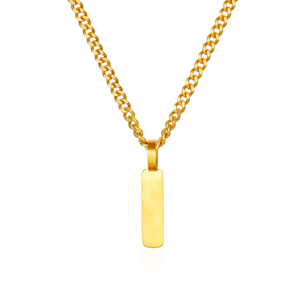 Gold Matte Bar Pendant Necklace - Gold Necklace For Men By Twistedpendant