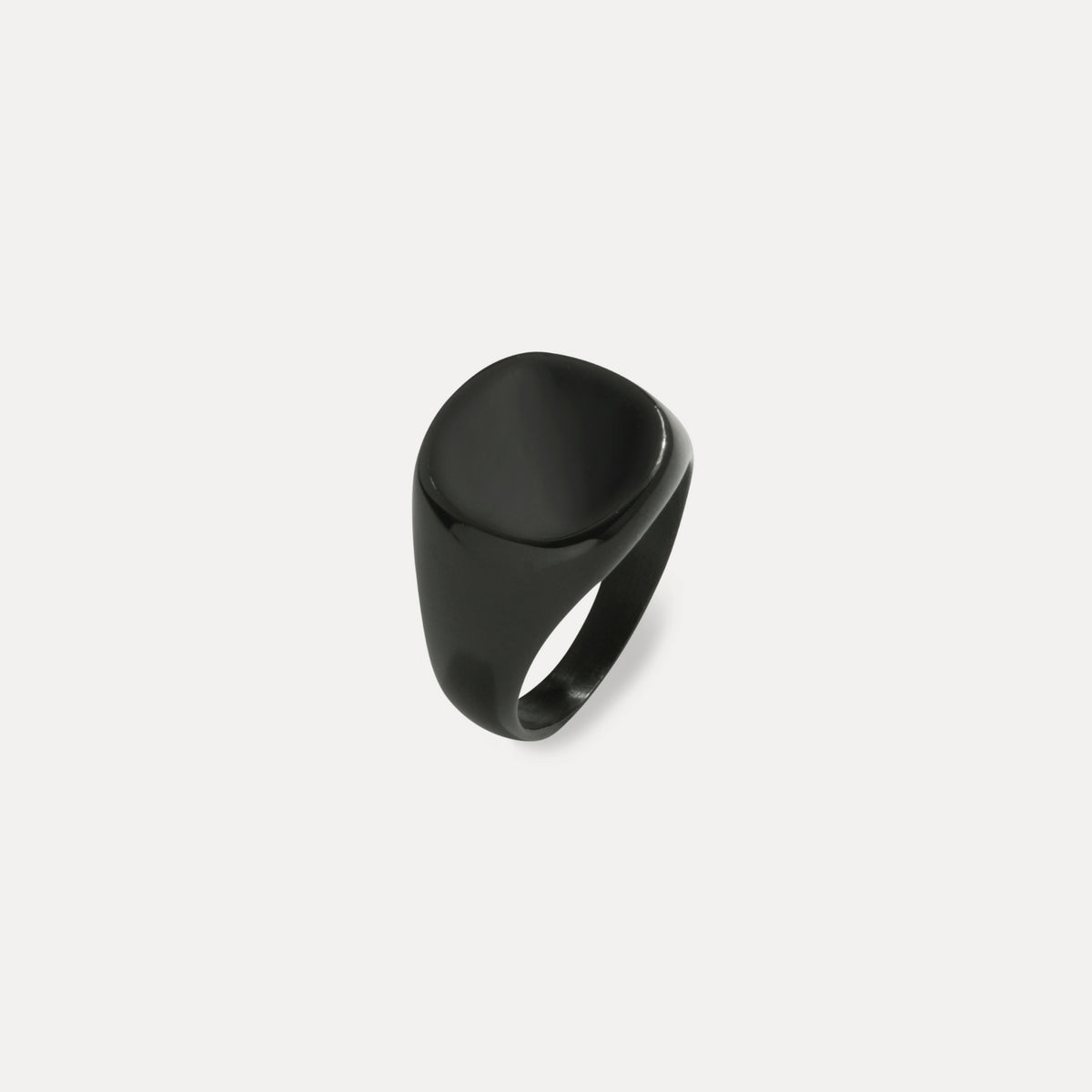 Black Polished Signet Ring - Black