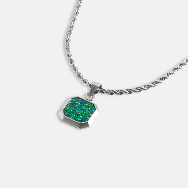 Mens Opal Necklace - Silver Pendant Necklace for Men | By Twistedpendant
