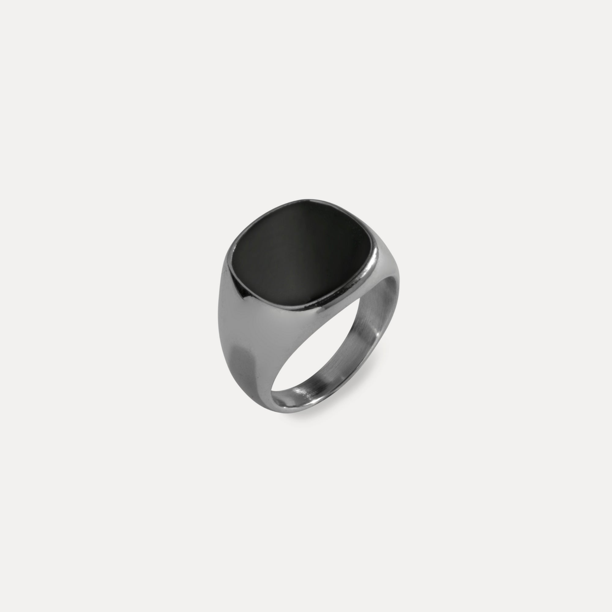 Black Polished Signet Ring - Silver | Mens Silver Ring | Twistedpendant