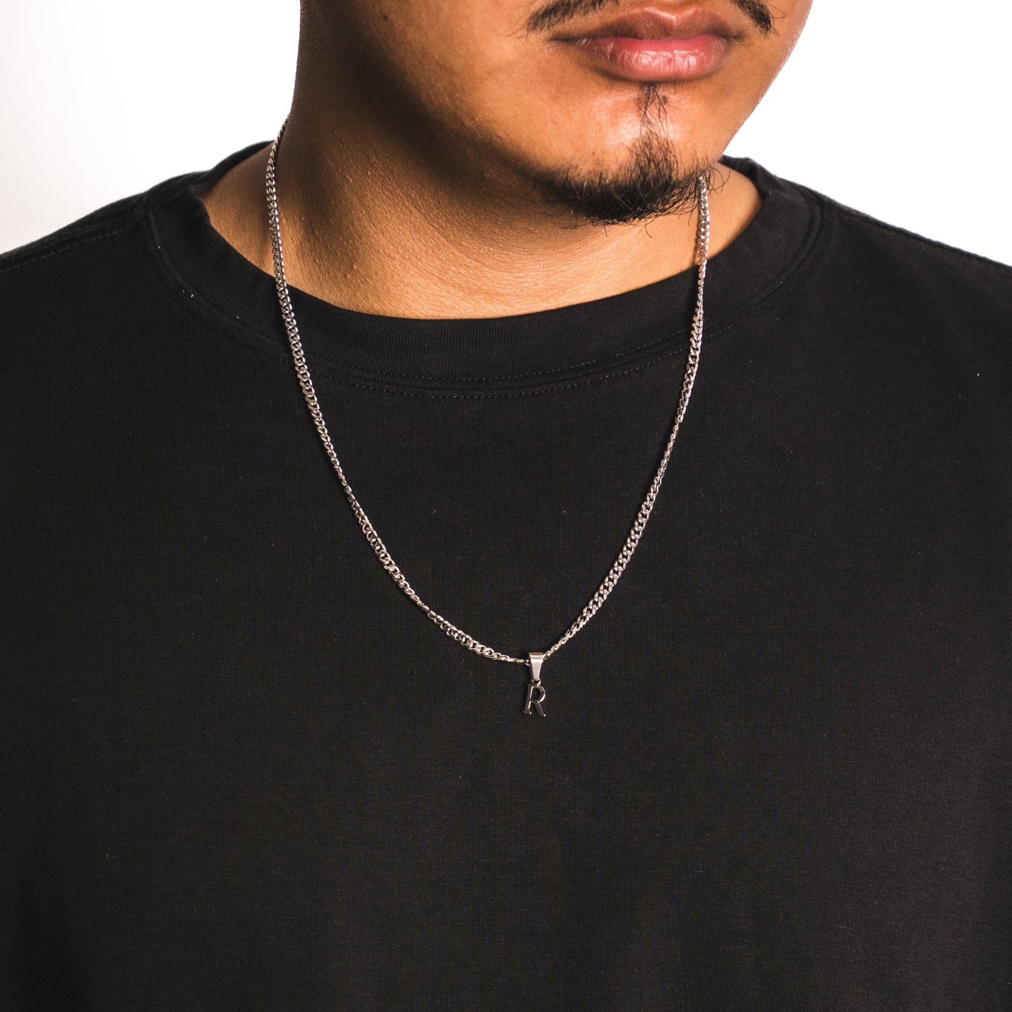 Mini Initial with Cuban Chain - Silver