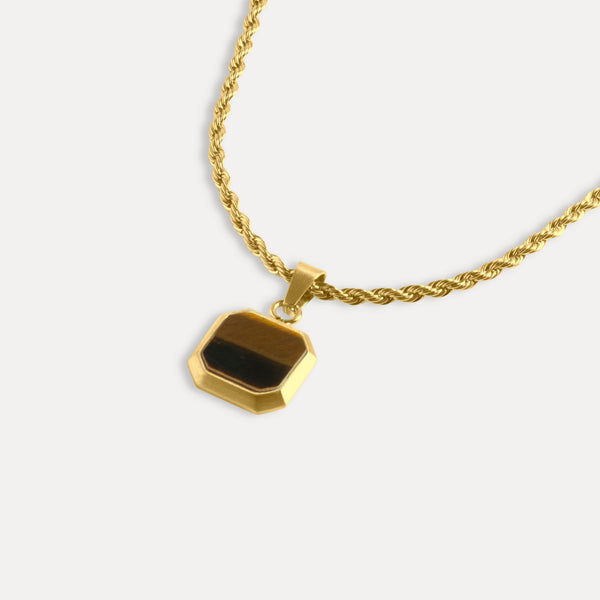 Tigers Eye Pendant - Gold Pendant Necklace For Men - By Twistedpendant