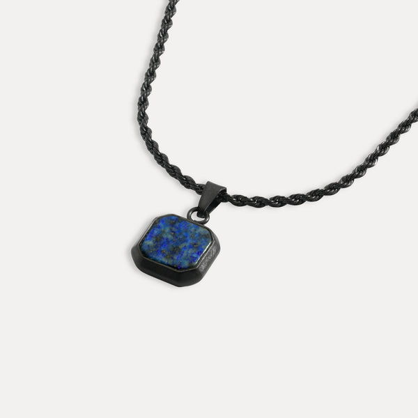 Blue Lapis Lazuli Pendant - Black Necklace With Gemstone | Twistedpendant