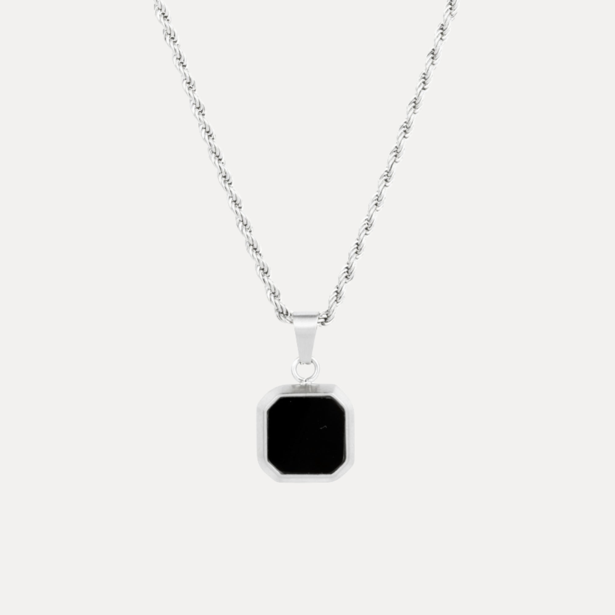 Silver Onyx Pendant | Mens Silver Necklaces - By Twistedpendant
