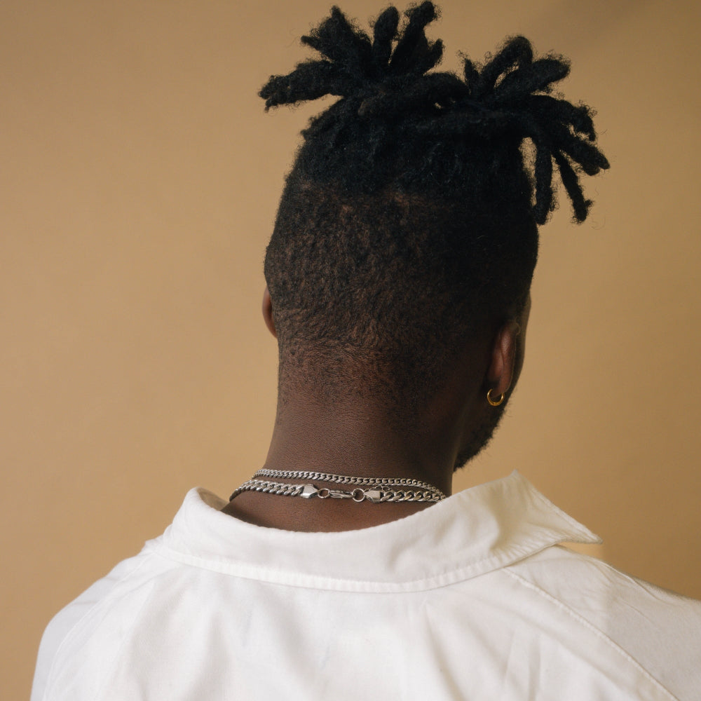 silver cuban chains 5mm & 8mm stacked together - By Twistedpendant