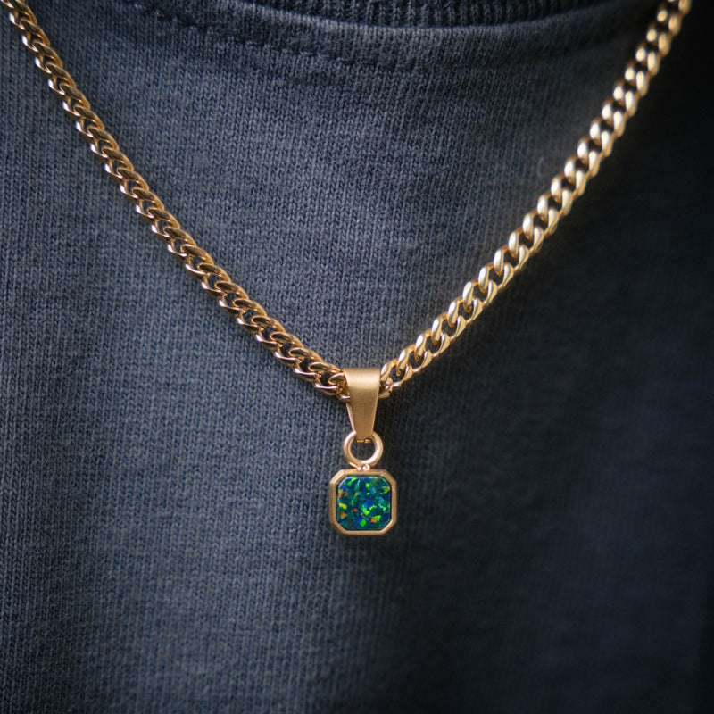 Mini Opal Pendant | Gold Opal Necklace For Men - By Twistedpendant